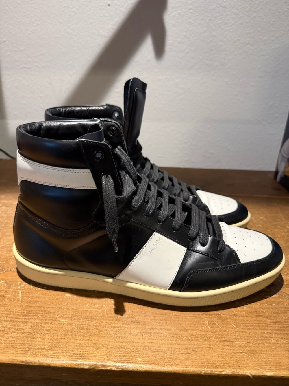 Yves Saint Laurent Black, White & Cream High-Top Leather Sneakers